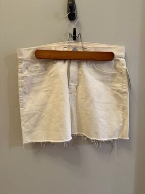 Hudson Womens Vivid Mini Skirt Raw Hem Cream Off White Size 26 NWT